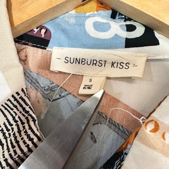Sunburst Kiss Sz Small Graphic Print Wearable Art Short Sleeve Shirt Funky Retro - Picture 6 of 11